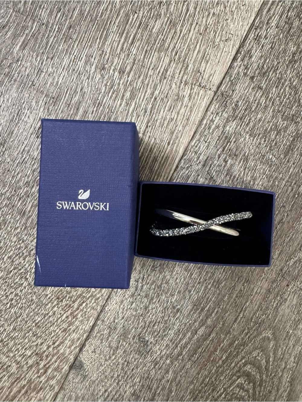 Swarovski Crystaldust Cross Cuff - Silver Crystal Pave Crossover Bracelet NWOT